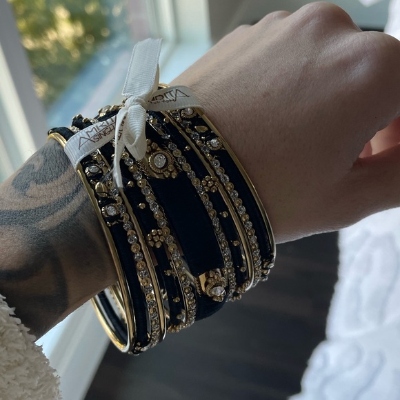 Black/gold Bangle Set - Picture 1 of 5